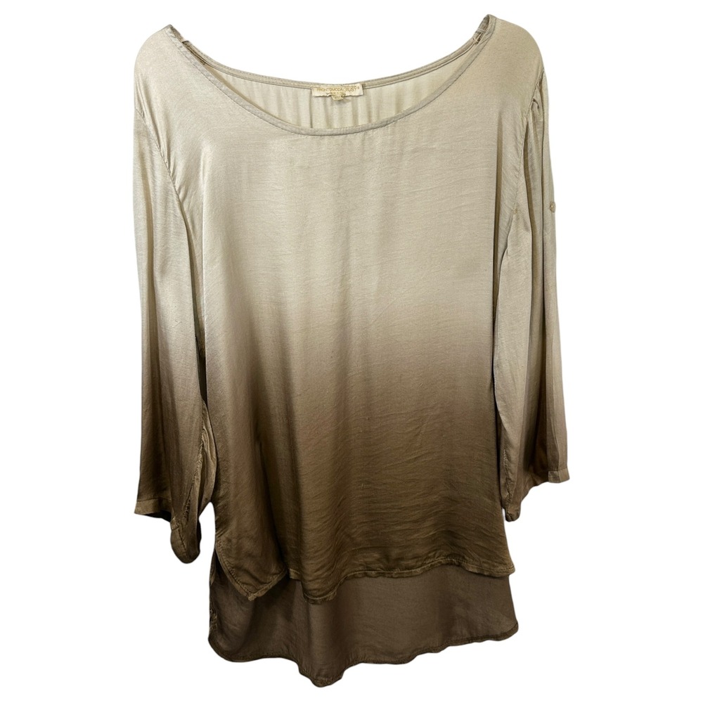 Prontomoda Giusy XL Top Ombre Silk Italy Quiet‎ Luxury Old Money Dip Dye 1769
